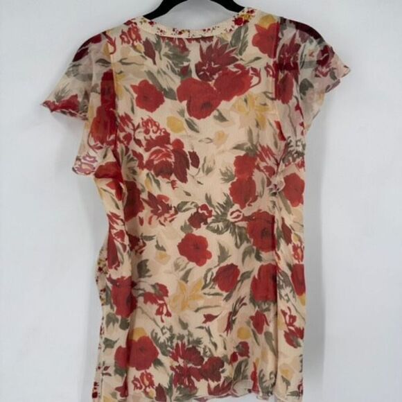 VTG Nine West Y2K‎ Fairy Core Whimsy Silk Floral baby doll blouse Small Size 6 - Picture 7 of 10